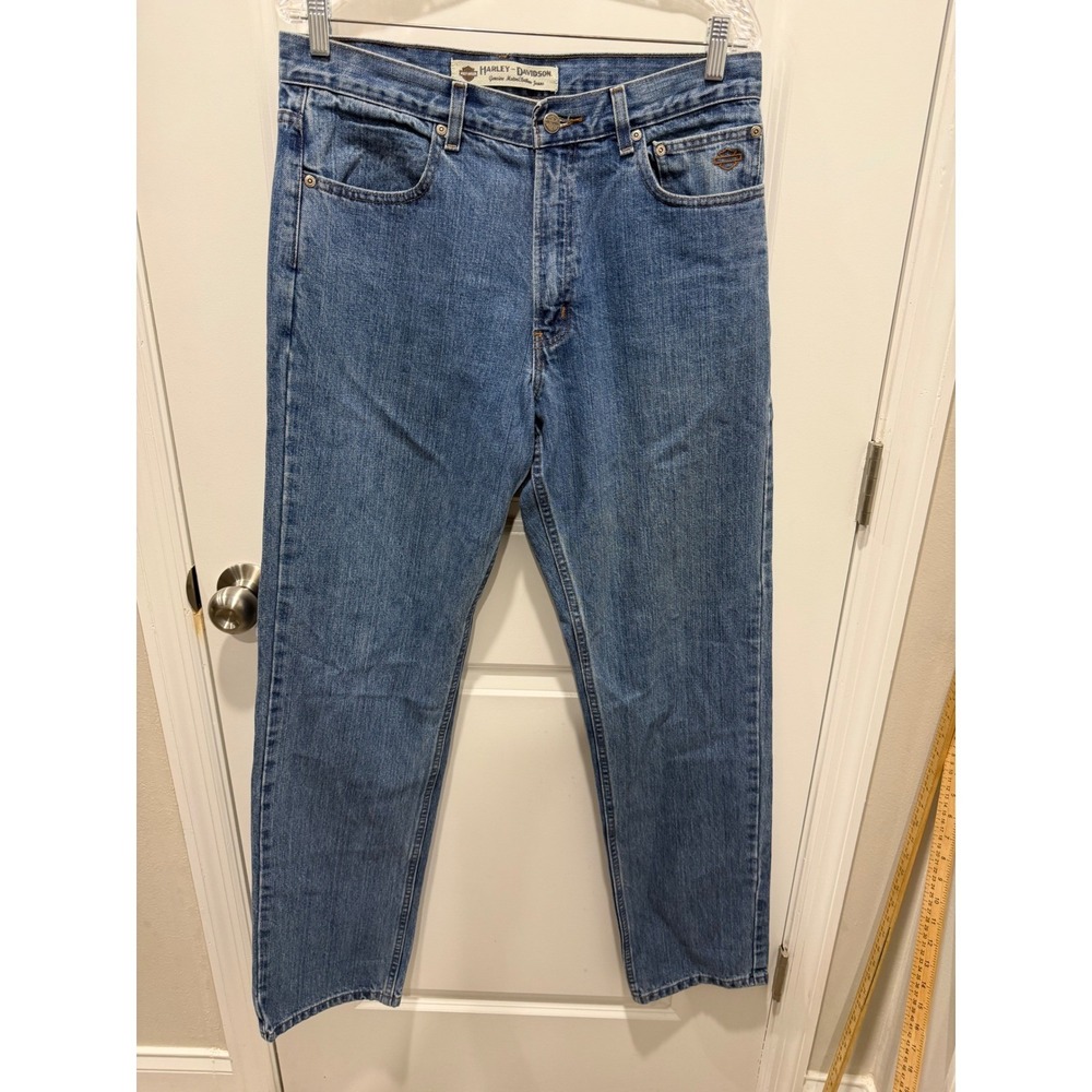 Harley-Davidson Mens Jeans Straight Leg Medium Wash Blue 34/34